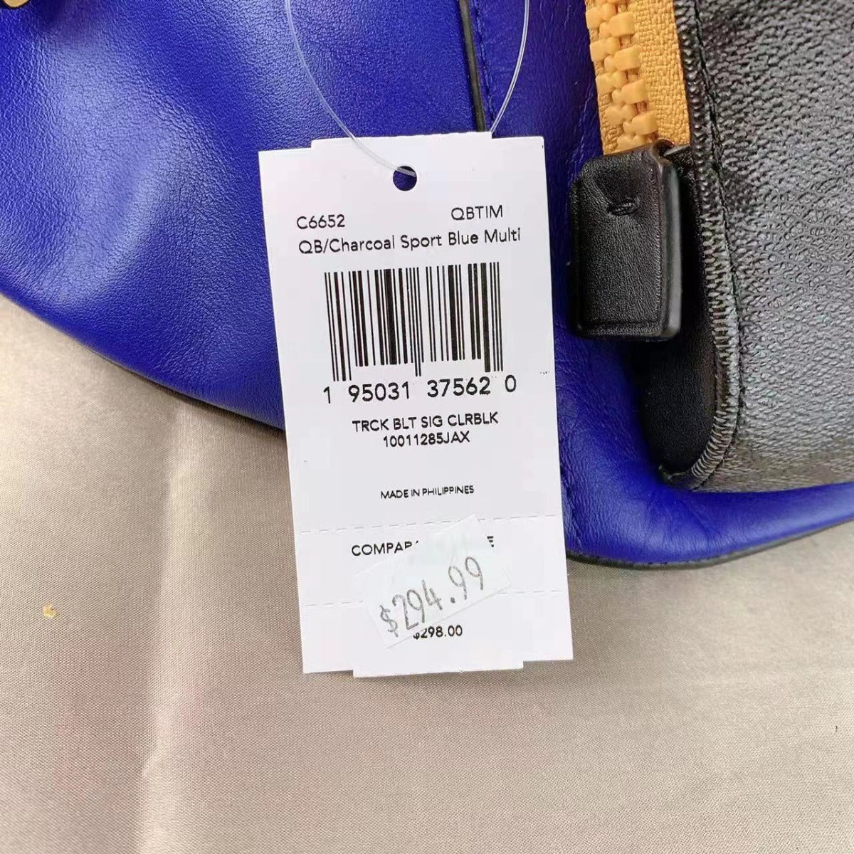Coach C6652 Track Belt Bag In Colorblock Signature Canvas In Charcoal Sport Blue Multi Coach C6652 Track Belt Bag In Colorblock Signature Canvas In Charcoal Sport Blue Multi